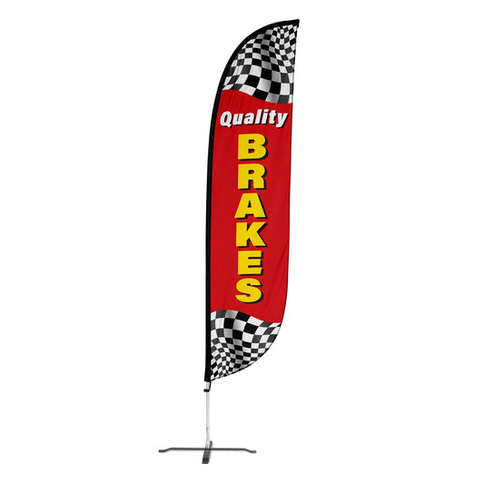Quality Brakes Feather Flag with Checkers
