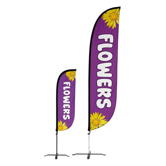 Flowers Purple Feather Flag