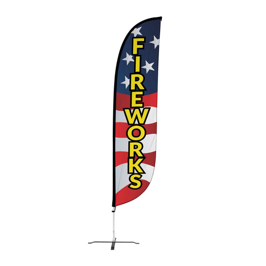 12ft Fireworks Feather Flag Red White Blue 