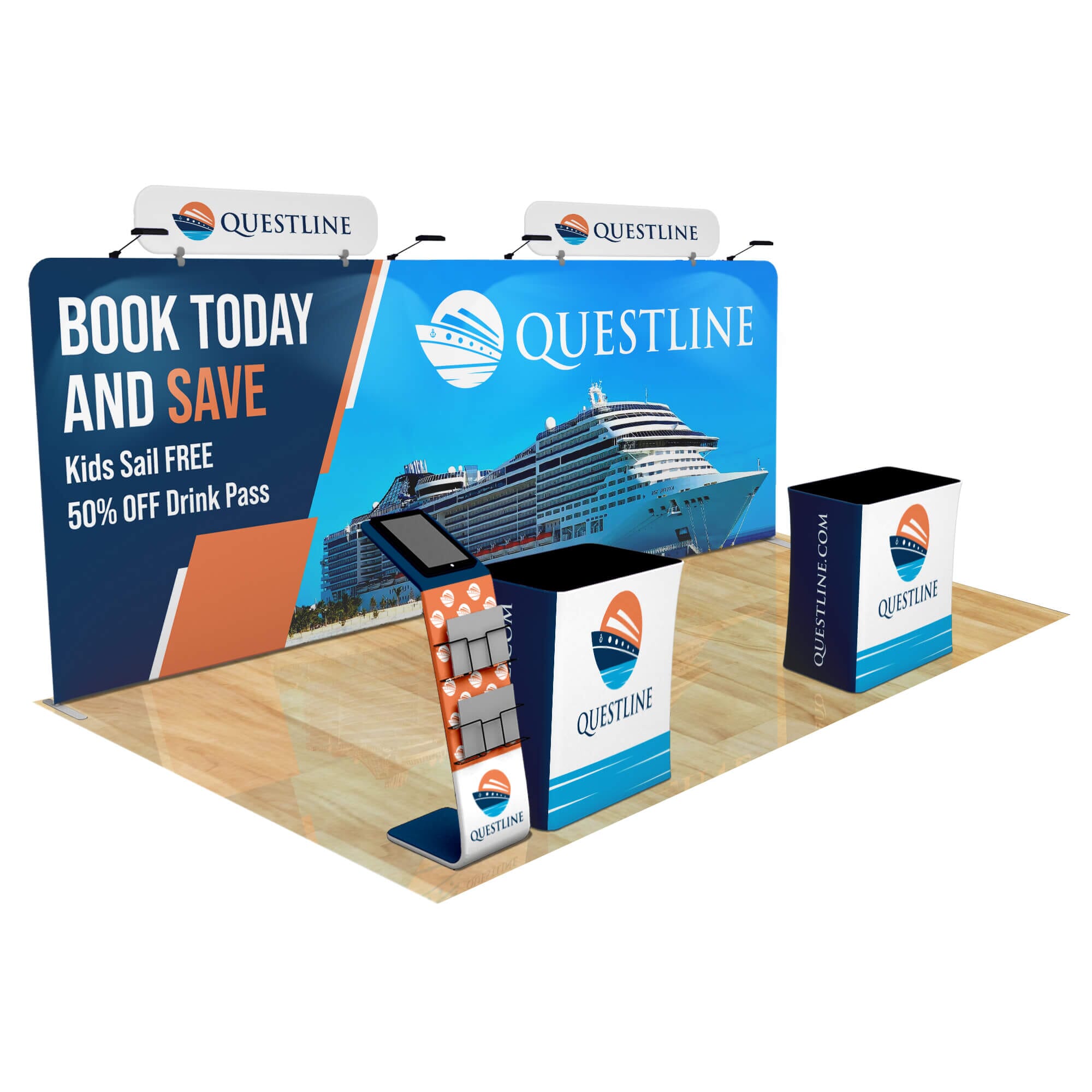 20ft FastZip™ Media Stand Trade Show Booth Package – LookOurWay