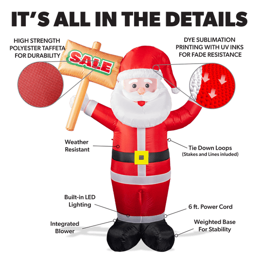 6ft Santa Advertising Inflatable with "Sale" Sign 