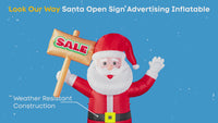 6ft Santa Lawn Inflatable with "Open" Sign