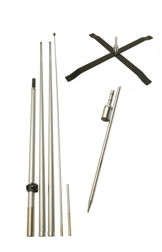 12ft Feather Flag X Stand & Ground Spike Pole Set