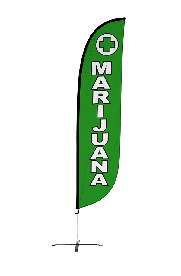 Marijuana Feather Flag Green