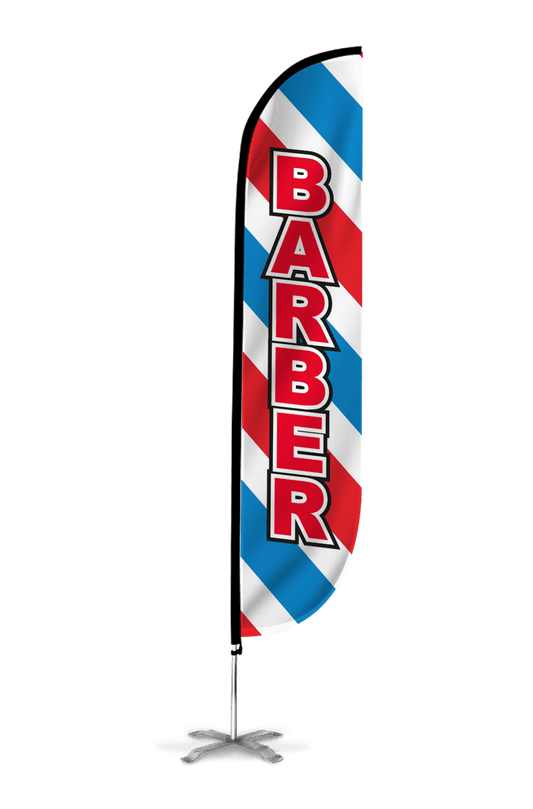 Barber Feather Flag - Barber Pole Style