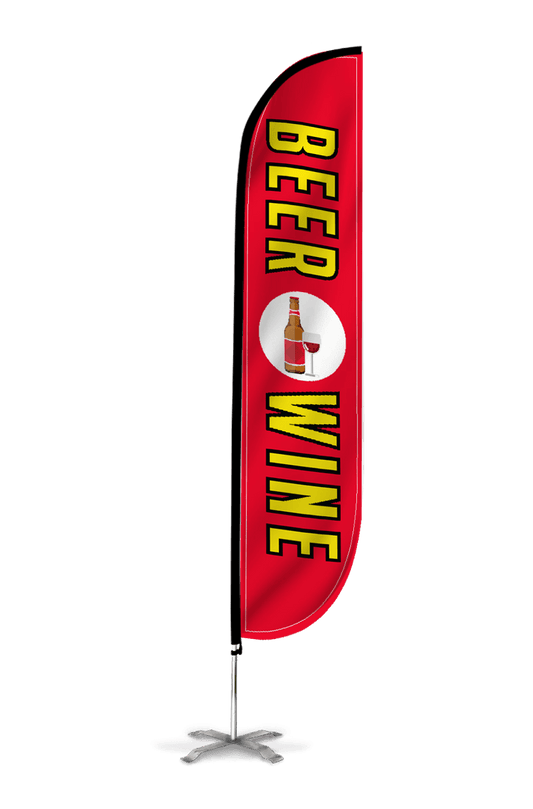 Beer & Wine Feather Flag Red