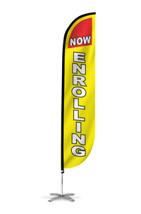 Now Enrolling Feather Flag Yellow 