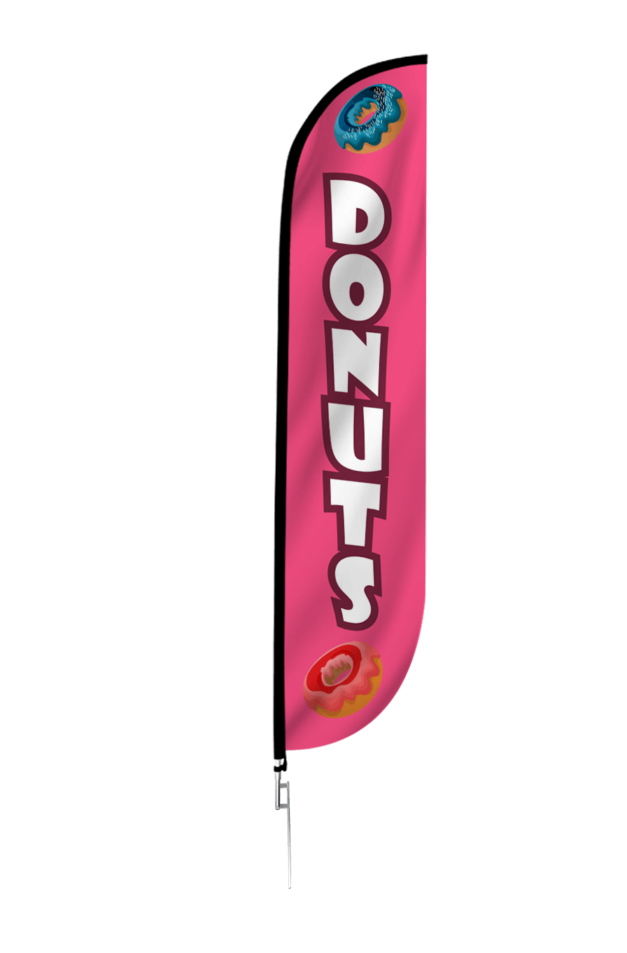 Donuts Feather Flag Pink 