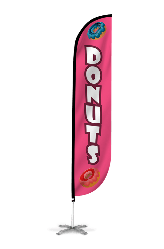 Donuts Feather Flag Pink