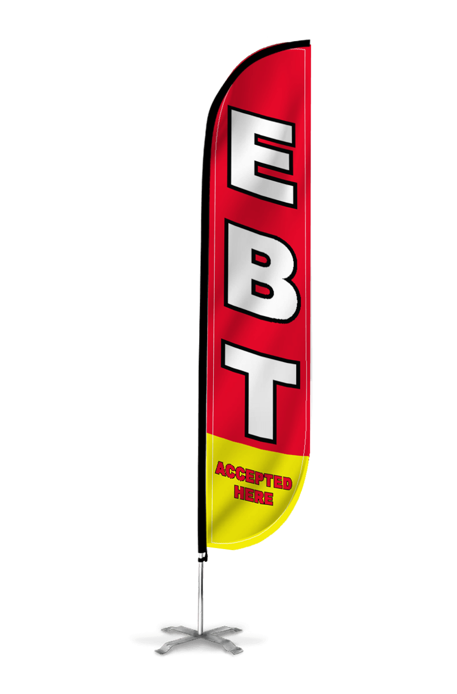 QSUM Accept EBT Swooper Flag,7FT Accept EBT Advertising Feather QSUM Accept EBT Swooper Flag,7FT Accept EBT Advertising Feather