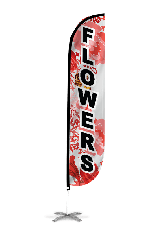 Flowers Feather Flag Pink