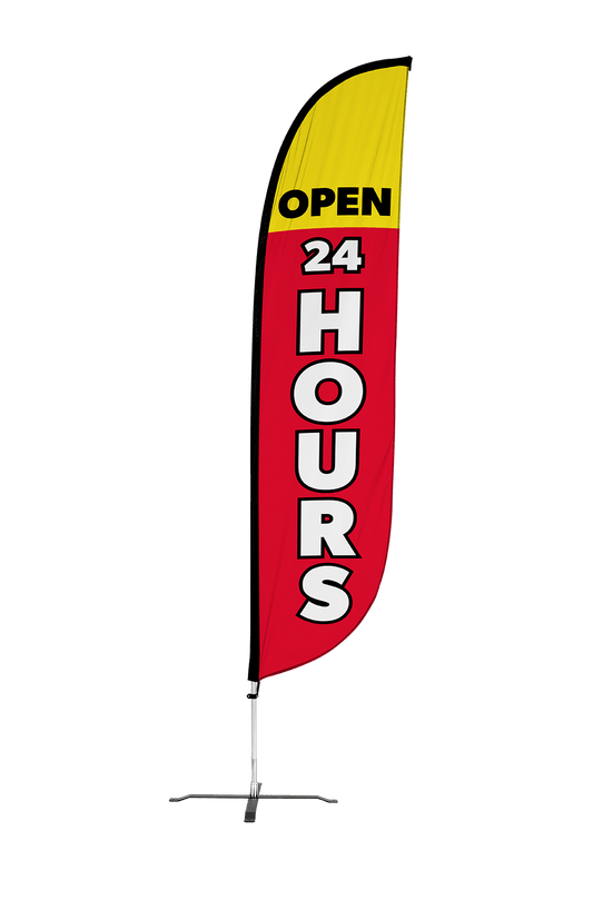 Open 24 Hours Feather Flag