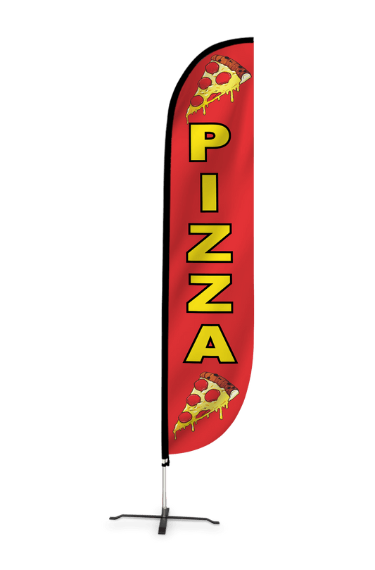 Pizza Slices Feather Flag Red