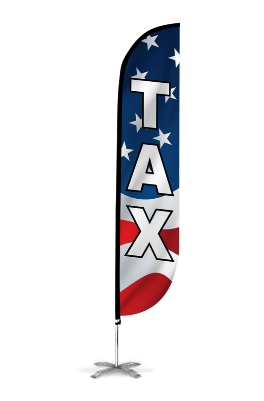 Tax Feather Flag - American Flag Design: Red, White & Blue