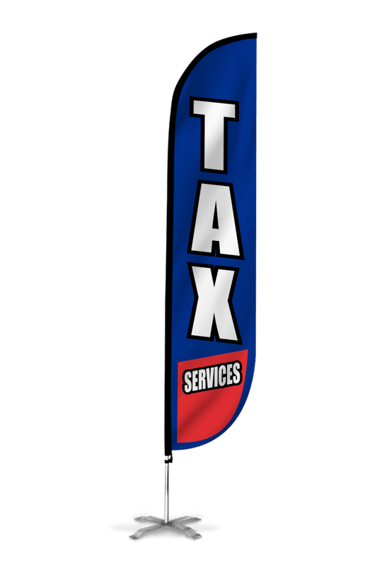 Tax Services Feather Flag in Blue & Red