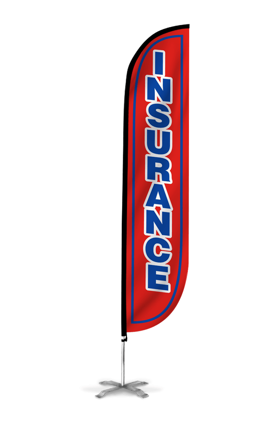 15ft Mattress Sale Feather Banner Flag Kit - Red & Blue Swooper With Pole & Stake