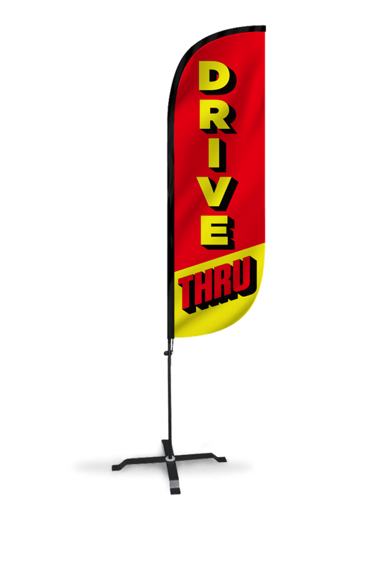 Drive Thru Red & Yellow Feather Flag