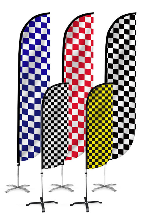 red and white checkered banner
