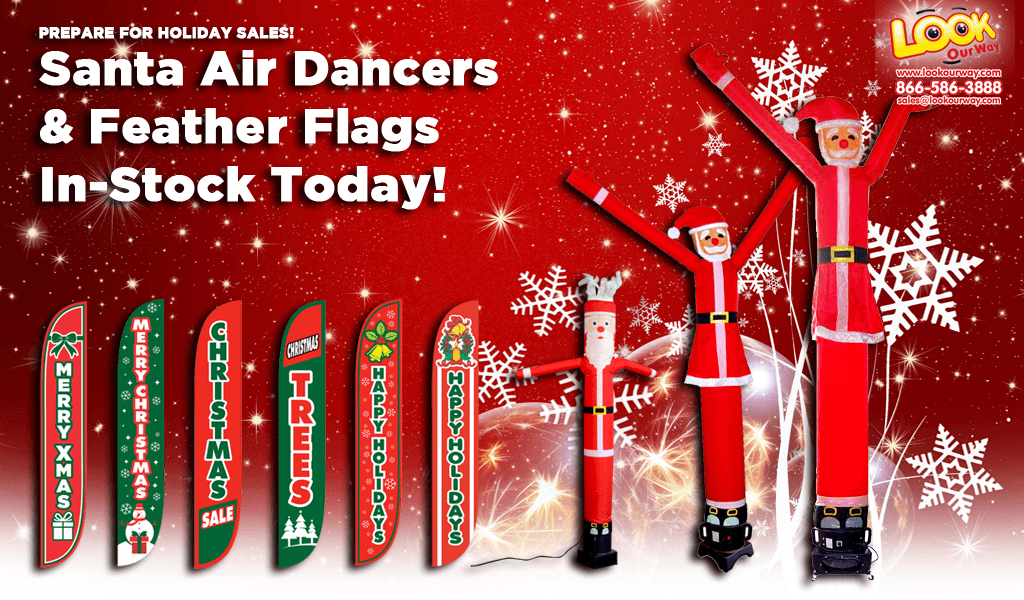 Happy Holidays! Santa Air Dancers and Holiday Feather Flags