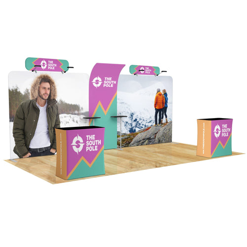 10x20 Trade Show Booth with Curved Media Wall