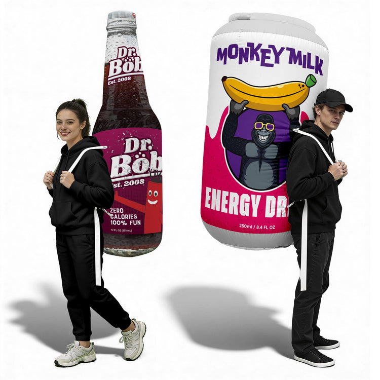 Backpack Promowalker Inflatables Custom Inflatable Backpack Bottle or Can | Beverage Brand Promotions ...