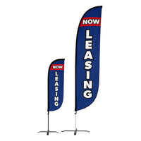 Now Leasing Feather Flag Blue & Red