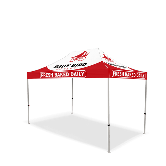 Custom Canopy Tent with Feather Flags & Table Cover