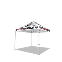 Custom Canopy Tent with Back Wall, Feather Flags & Table Cover