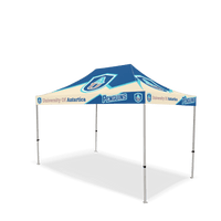 Custom Canopy Tent with Full Back Wall, Half Side Walls & Feather Flags