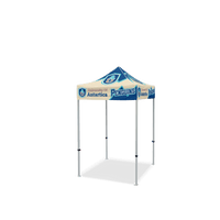 Custom Canopy Tent with Full Back Wall, Half Side Walls & Feather Flags