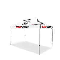 Custom Canopy Tent with Back Wall, Feather Flags & Table Cover