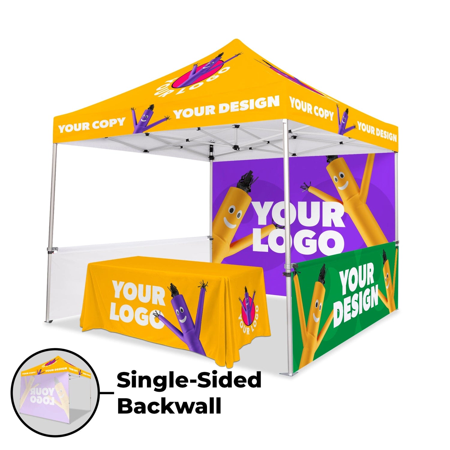 10x10 Custom Canopy Tent w/ Table Cover + Back & Side Walls