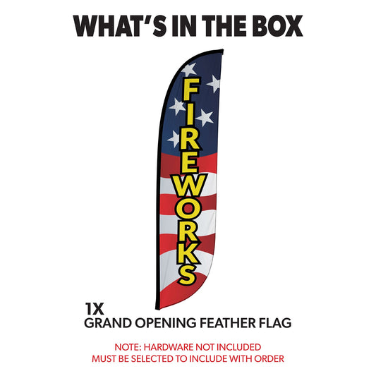 12ft Fireworks Feather Flag Red White Blue 