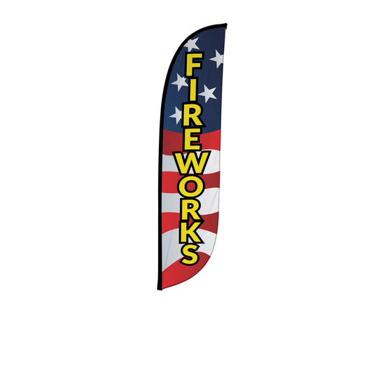 12ft Fireworks Feather Flag Red White Blue 