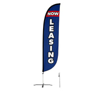 Now Leasing Feather Flag Blue & Red