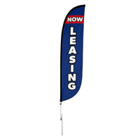 Now Leasing Feather Flag Blue & Red