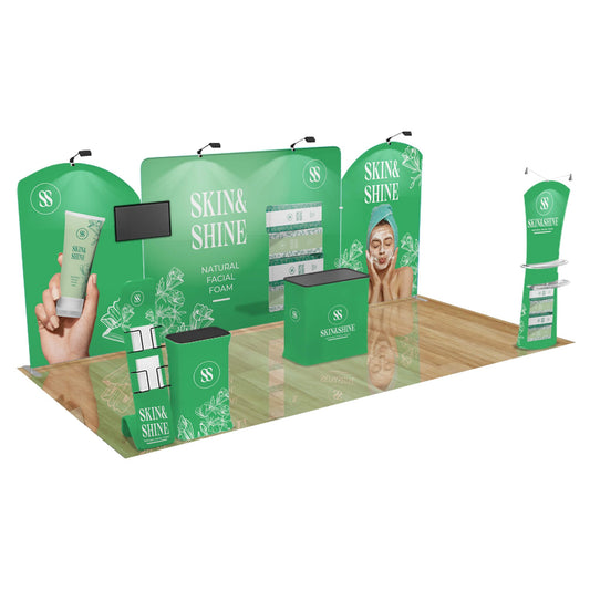 10x20 Trade Show Booth Display - Fanfare Gold Package 