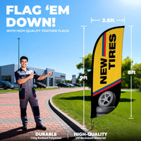 8ft New Tires Feather Flag