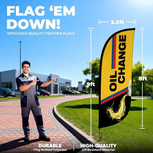 8ft Oil Change Feather Flag