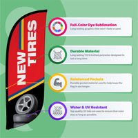 8ft New Tires Feather Flag