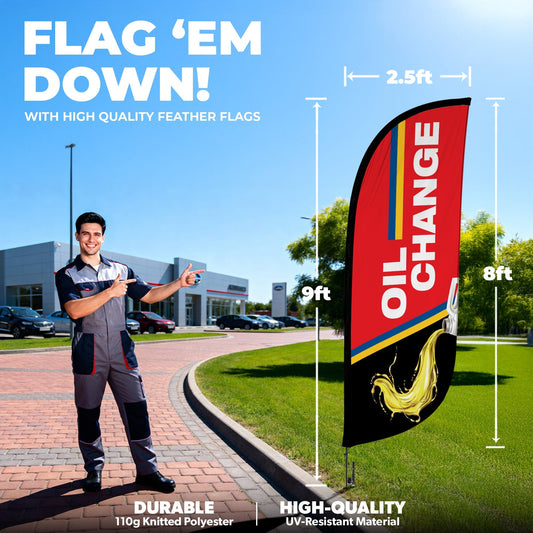 8ft Oil Change Feather Flag
