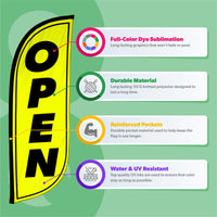 8ft Fluorescent Open Feather Flag