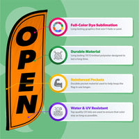 8ft Fluorescent Open Feather Flag