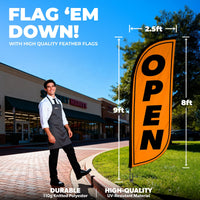 8ft Fluorescent Open Feather Flag