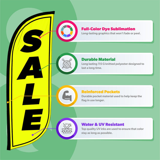 8ft Fluorescent Sale Feather Flag
