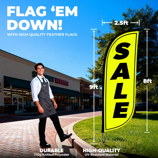 8ft Fluorescent Sale Feather Flag