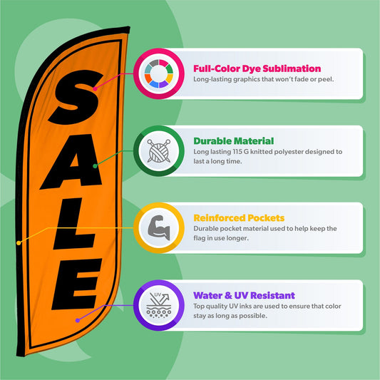 8ft Fluorescent Sale Feather Flag