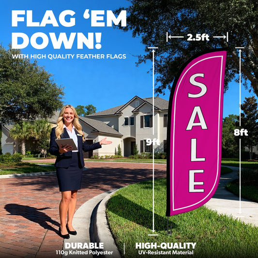 8ft Pink Sale Feather Flag