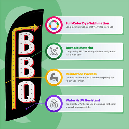8ft Vintage BBQ Feather Flag