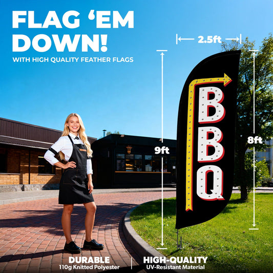 8ft Vintage BBQ Feather Flag